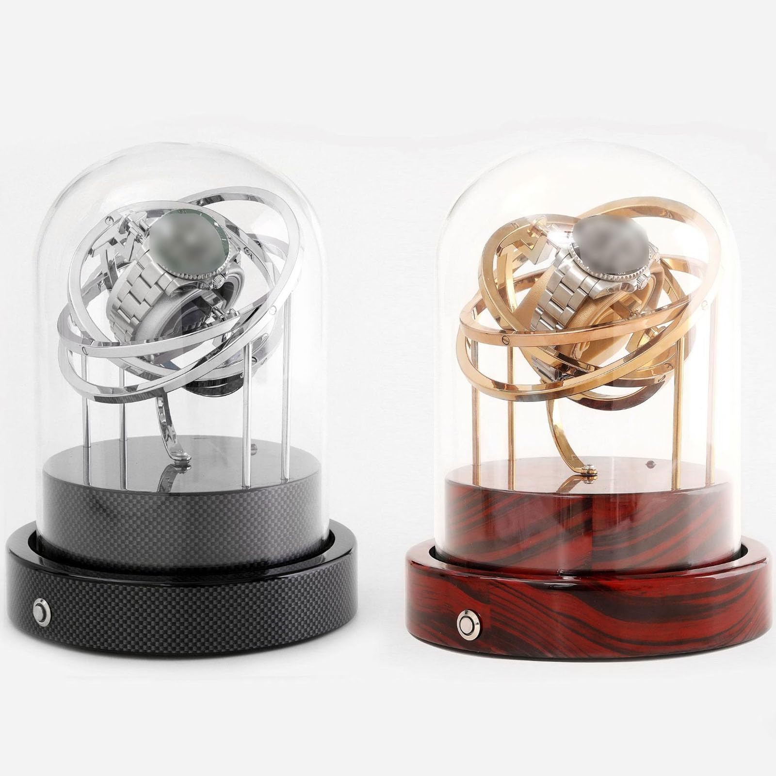 VILA SMO Single Watch Winder, Ultra Quiet Automatic Watch Winder With Dust-proof Glass Cover, Led Ambient Light And 2 Adjustable Pillows, Anti-magnetization Design, For Different Watch Sizes gold