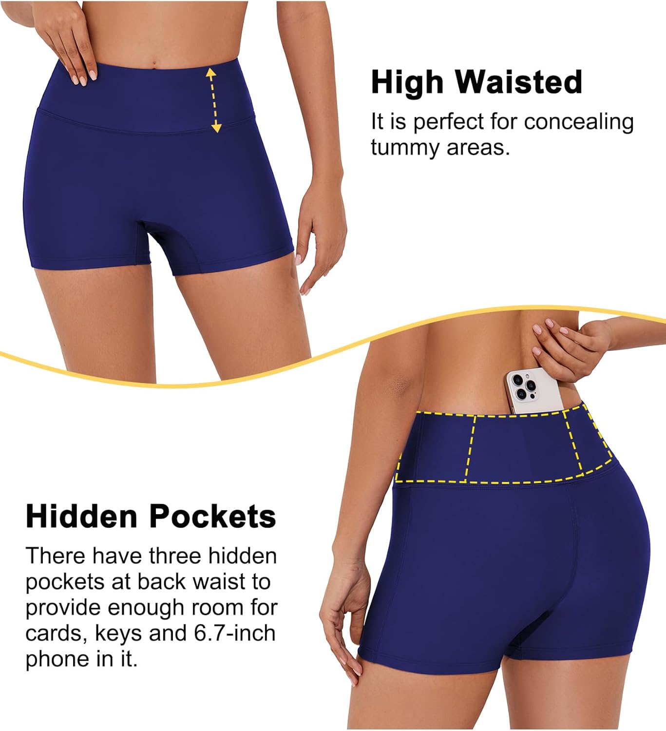 Tournesol Women's 3" Swim Shorts High Waisted Bathing Suit Bottoms Seamless Board Shorts UPF50+ Boyshorts with Pockets - Image 4