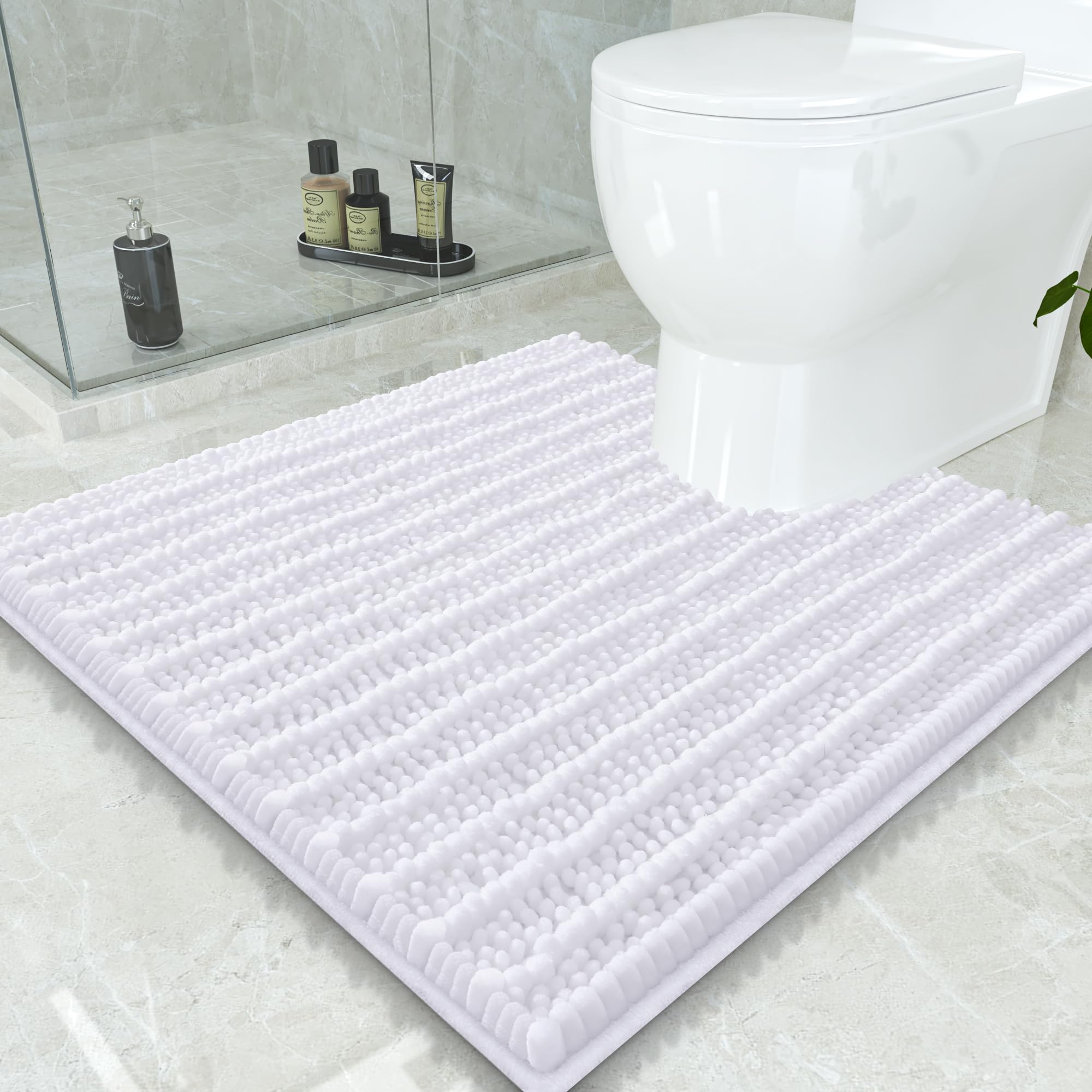 Smiry Bathroom Toilet Rugs U Shaped 24x24, Chenille Bath mats for Toilet