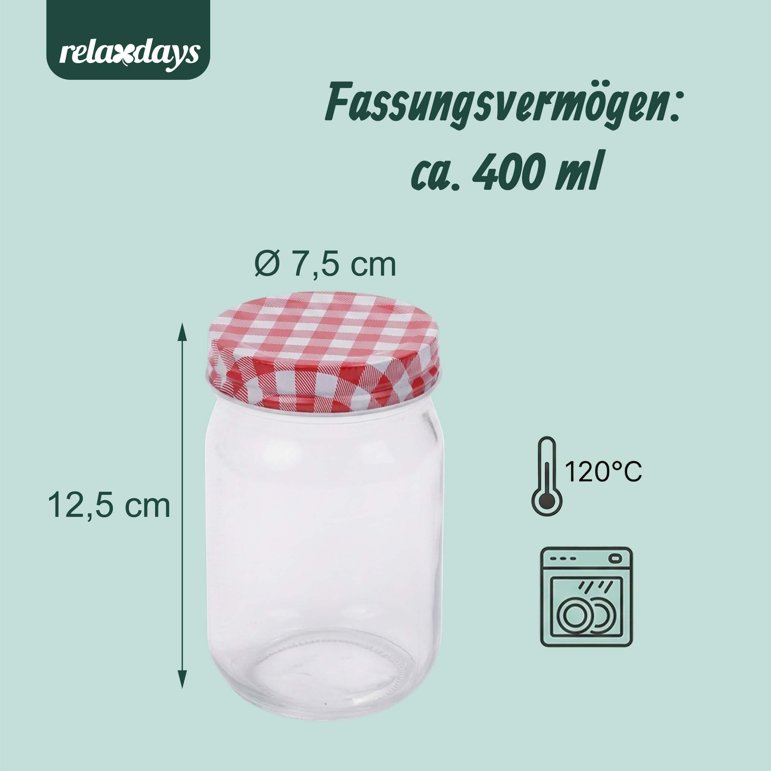 Relaxdays Einmachgläser, 50er Set, 400 ml, Twist Off Deckel, transparent