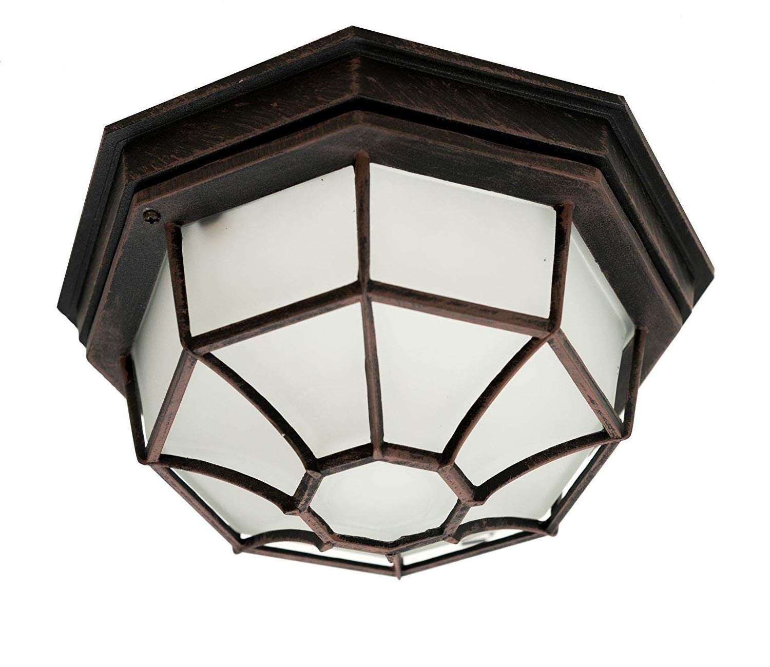 Trans Globe Imports 40582 RT Traditional One Light Flushmount Lantern from Benkert Collection in Bronze/Dark Finish, 11.00 inches