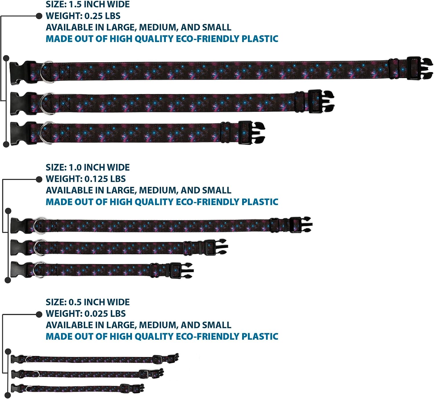 Buckle-Down Pet Collar, Dog Collar Plastic Buckle, Orions Belt Constellation, 16 to 23 Inches 1.5 Inch Wide