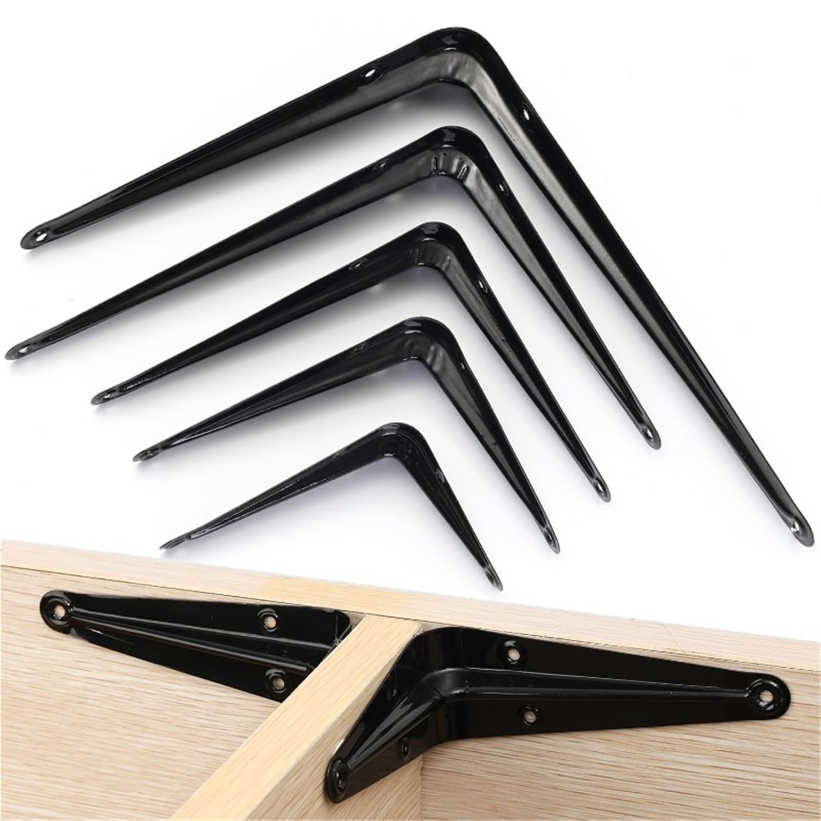 Dsfihjo 10Inch Color 05 Shelf Brackets Heavy Duty Black Metal Floating Bracket Wall Corner Brace Multipurpose Mounting Wood Hardware Racks