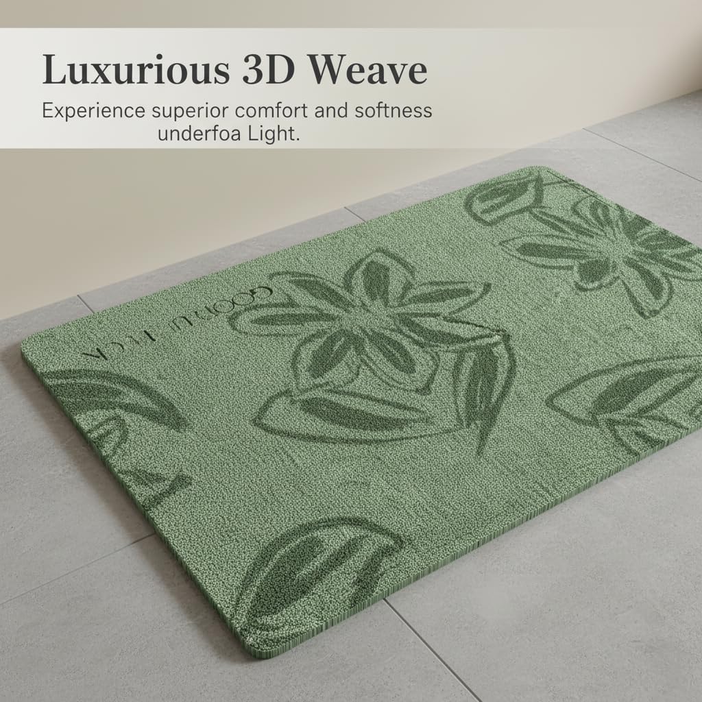 Tappeto Bagno Asciugatura Antiscivolo, 穆清, 60x90cm | Tessuto, design floreale, tessitura stereo, lavabile a mano, assorbimento acustico, per il bagno, per pavimento