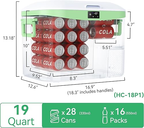 Miniatura 3 de Refrigerador portátil de 12 V para automóvil, 19 cuartos de galón (18 litros) 12 voltios congelador compresor enfriador 12V24V DC 110  240 V CA para