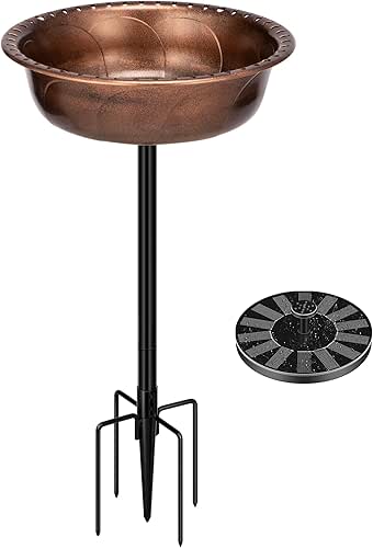 VIVOHOME Polyresin Bird Bath Bowl with Solar Fountain, 29 Inch