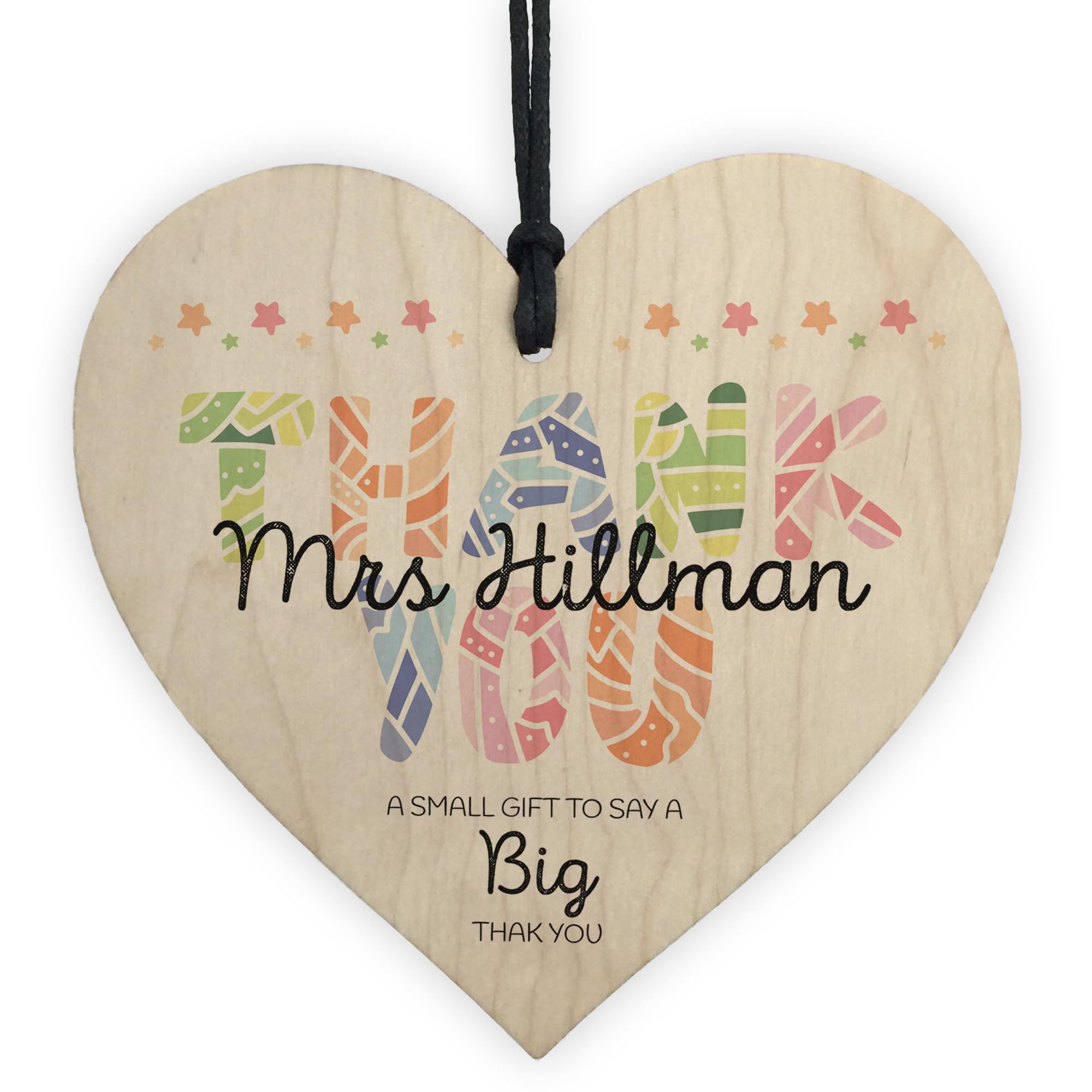 Red Ocean Personalised Thank You Wooden Heart Appreciation For Volunteer Colleague Teacher Teaching Assistant Thank You Present For Him Her