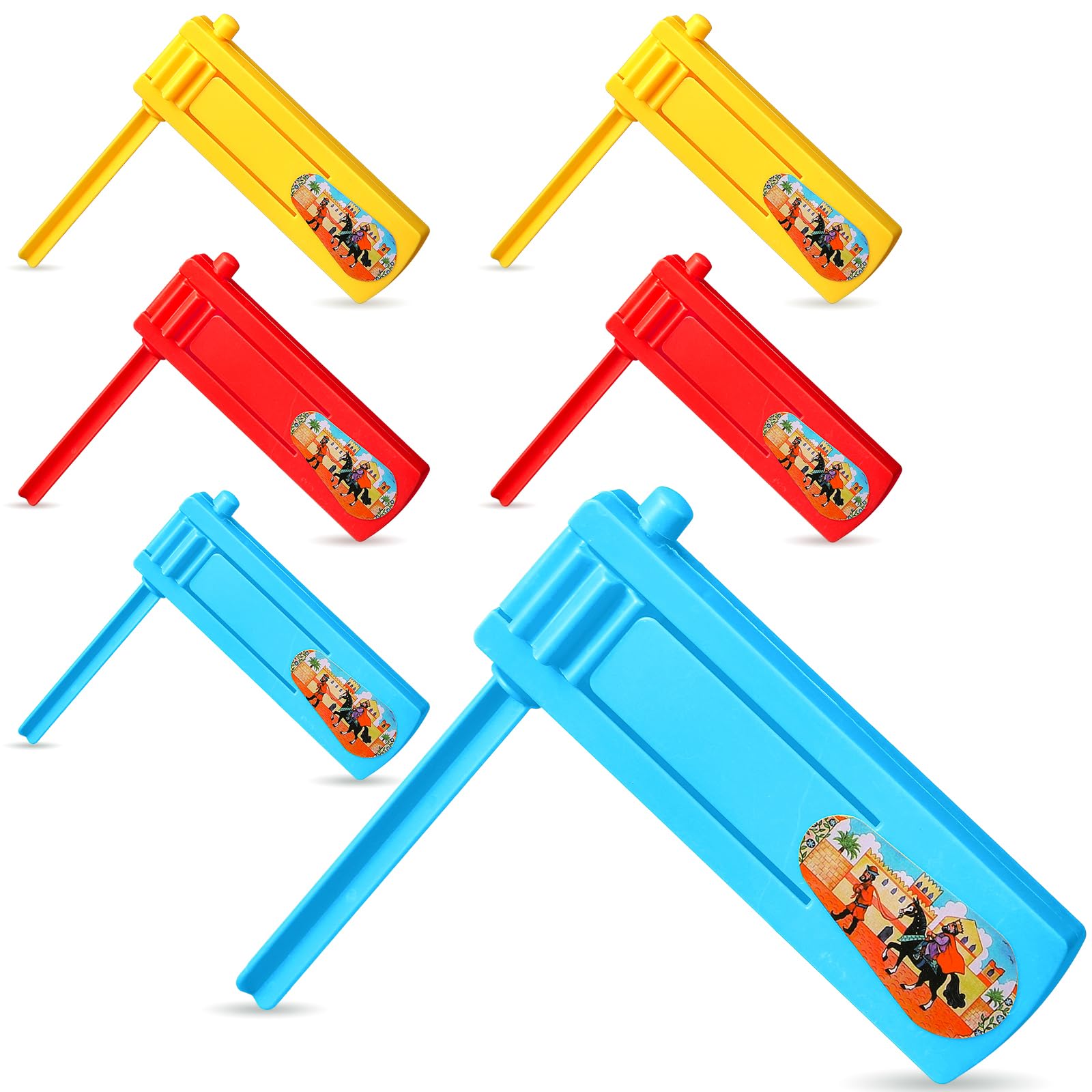 6 Pcs Traditional Purim Graggers Ratchet Noise Makers Spinning Ratchet Noisemakers for Sporting Events Mexican Matraca Noisemakers for New Year's Eve Party, Football Game Purim Party Supplies