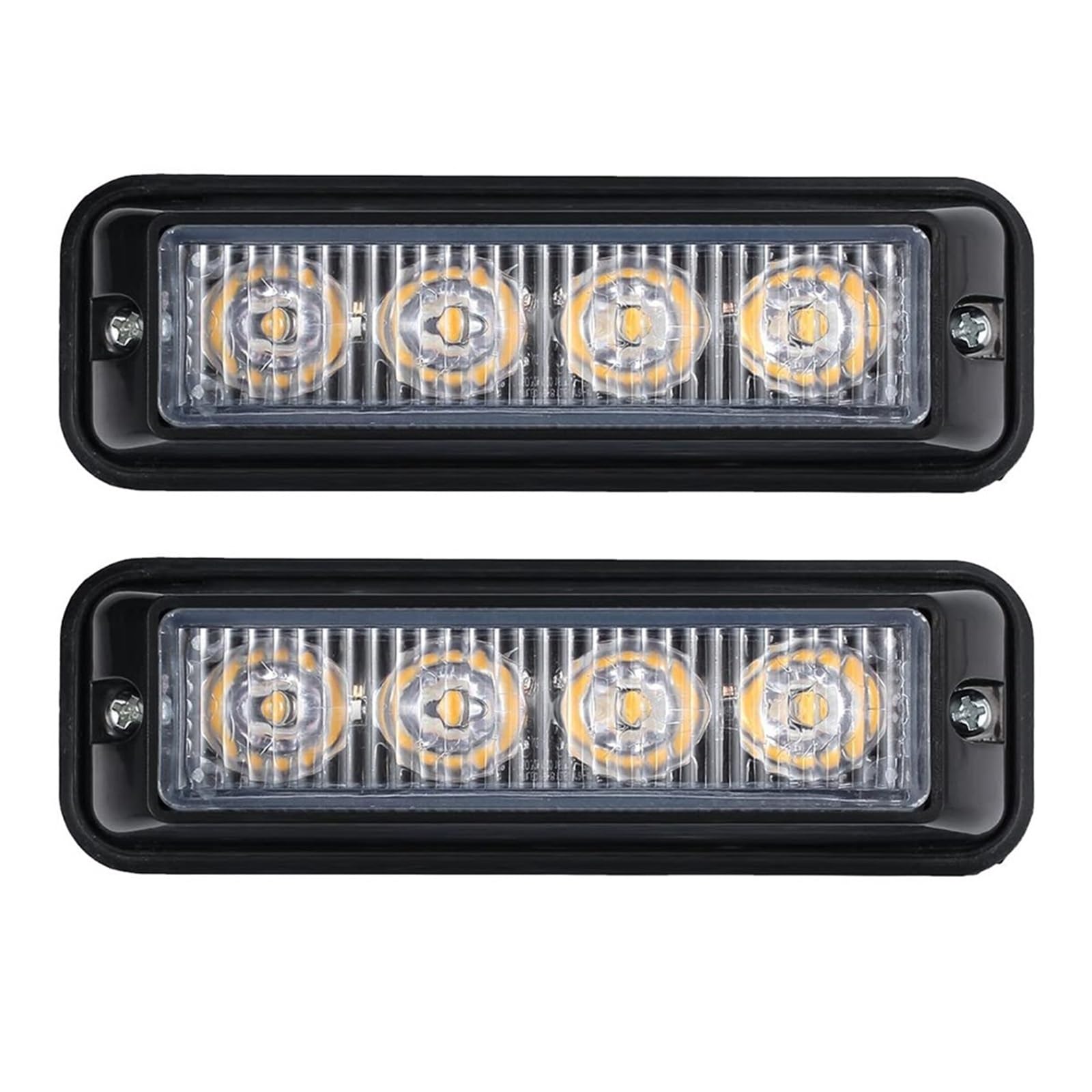 2 barras de luces intermitentes de advertencia de 4 o 6 LED for coche, con luz estroboscópica, baliza de emergencia y señal luminosa. 12V/24V. for vehículos y camiones.(Red,2pcs 4-LED Light)