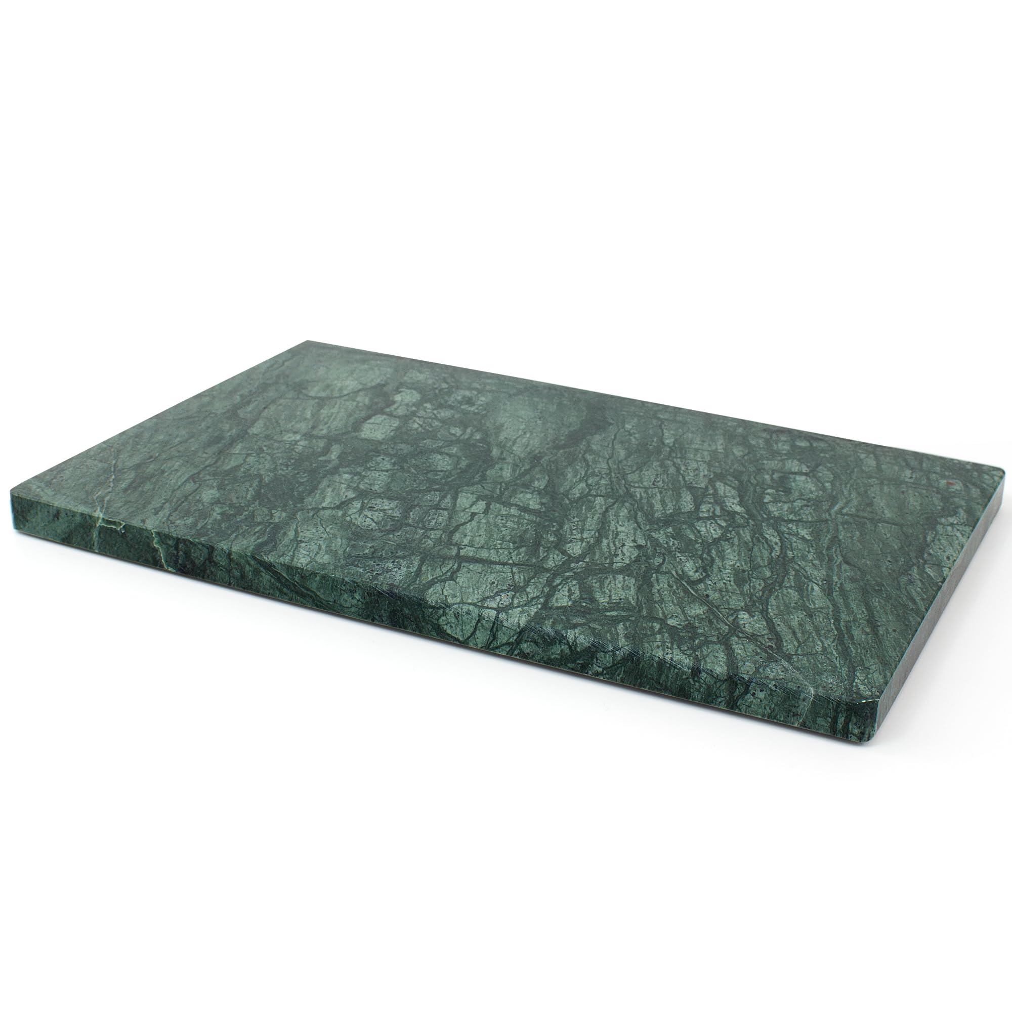 Nature Marble Cutting Board - 12 * 8 Inch Polished Stone Cutting Board Countertop, Stone Charcuterie Tray with Non-Slip Base for Kitchen, Gift for Grill Masters, Baking Lover and Home Chefs (Green)