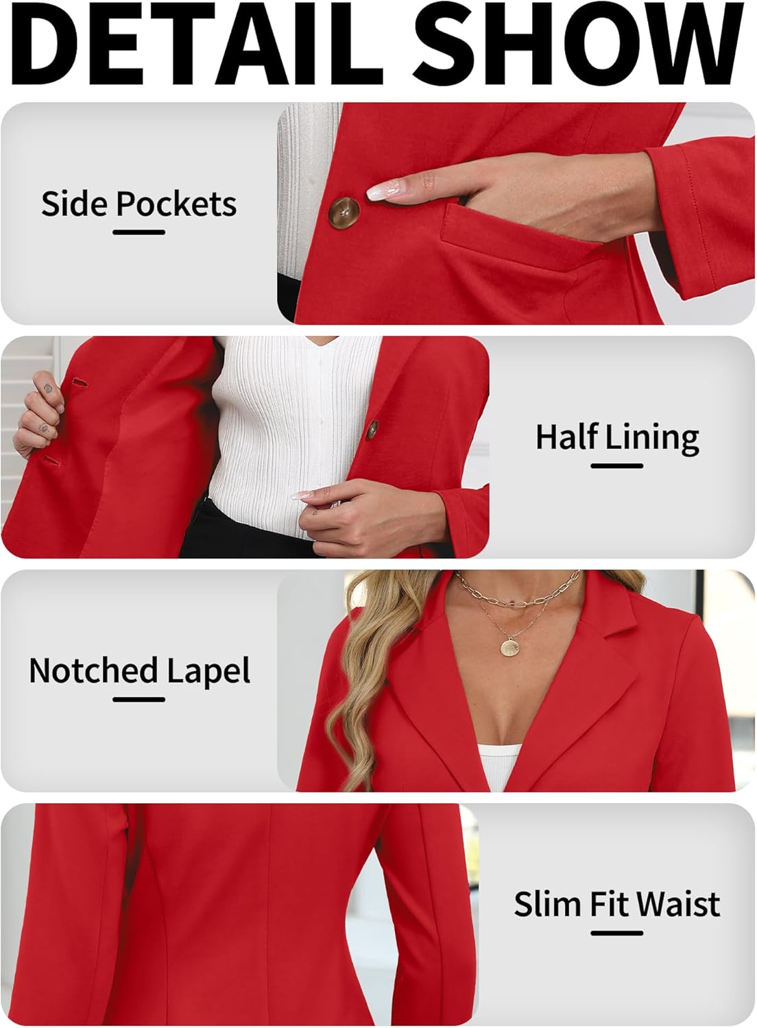 ELLEVEN Women's Casual Stretchy Knit Blazer,Lightweight Slim Fit Jackets Long Sleeve Business Suit with Pockets - Image 6