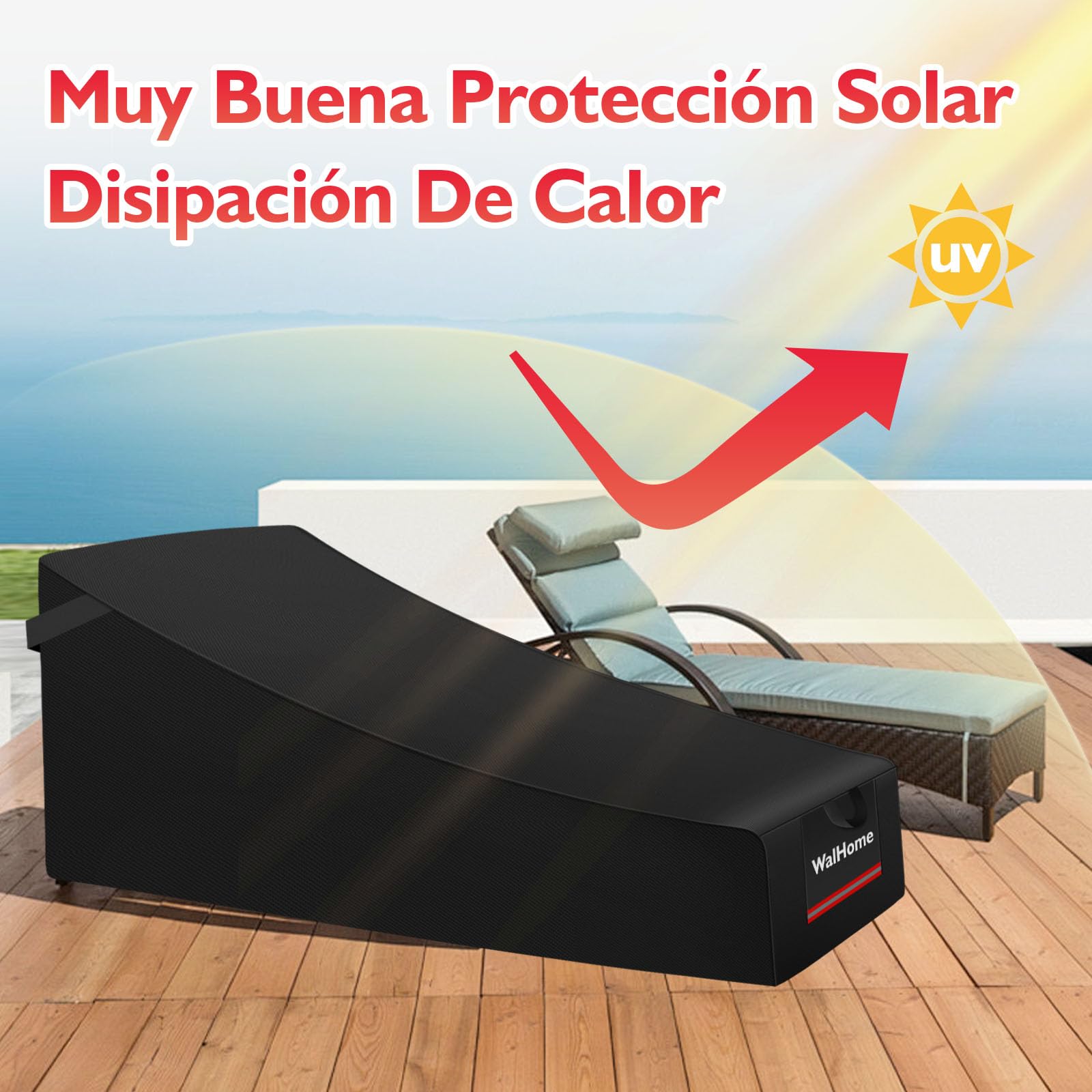 Funda para chaise longue de Patio, resistente al agua, resistente al agua, resistente a los rayos UV, funda de chaise longue de ratán