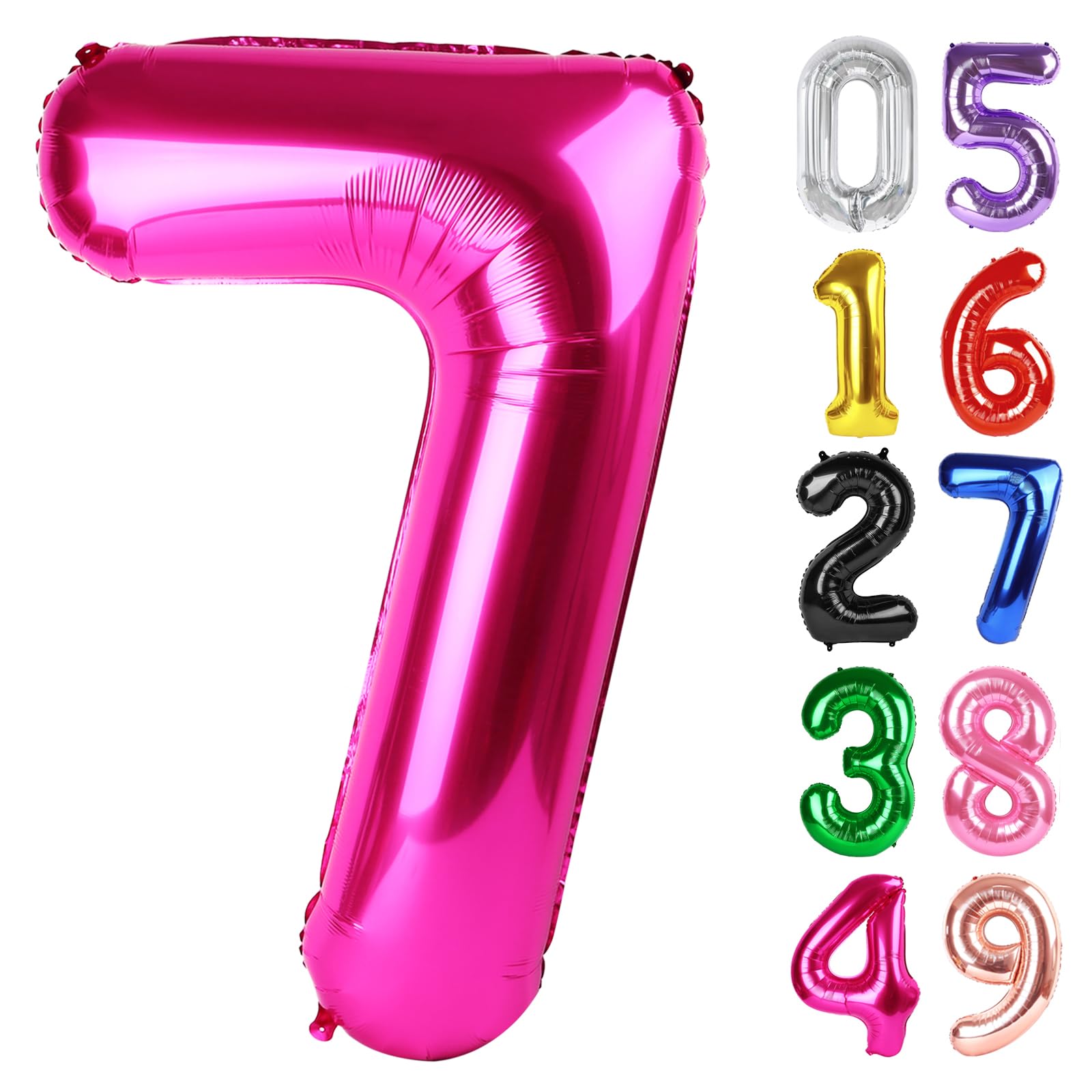 Hot Pink Number 7 Balloon 40 Inch, 7th Birthday Decorations Men Women