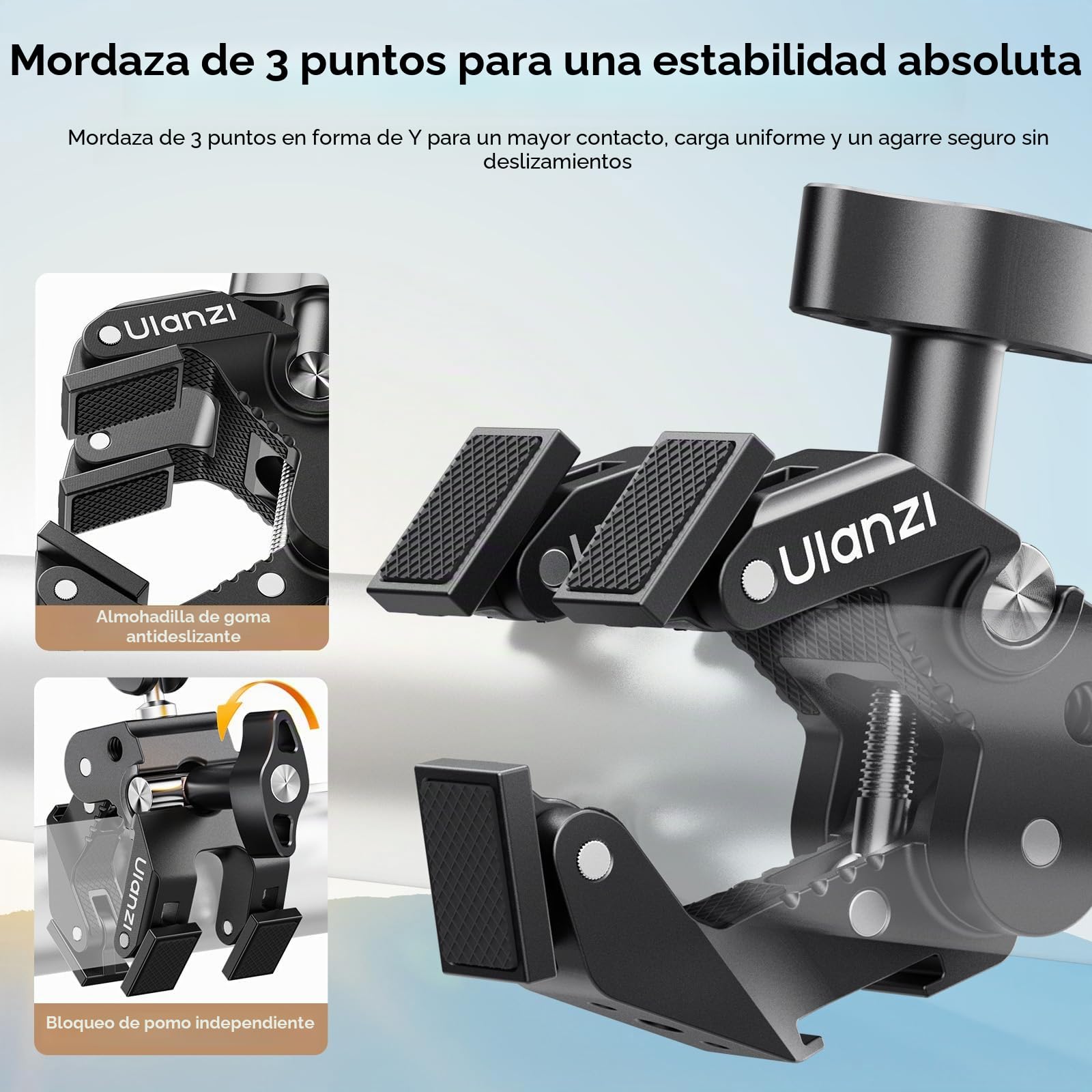 ULANZI CO78 Super Pinza con 3 Mordazas, Brazo Articulado con Rótula Doble 360° y Tornillo 1/4", Soporte Universal para Cámara DSLR, Luz de Vídeo, Micrófono y Estabilizador-Modelo 2026