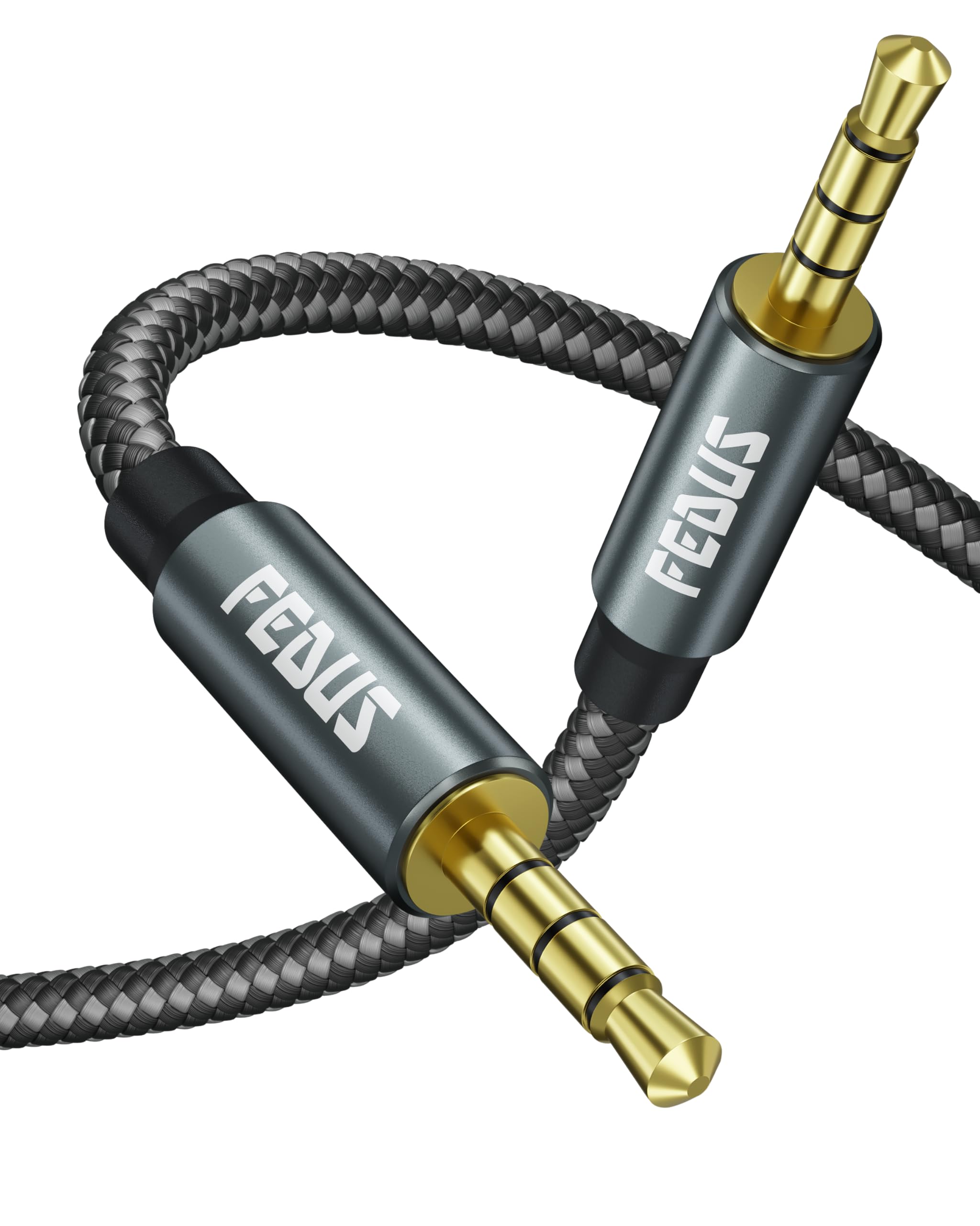 FEDUS 3.5 mm to 3.5 mm Male to Male Aux to Aux Audio Cable Cord with Microphone Nylon Braided TRRS 4 Pole Stereo Audio Cord Aux Cable for Car, Aux Cable for Speakers, Earphone Headphone, Phone 5 Meter-picture-23