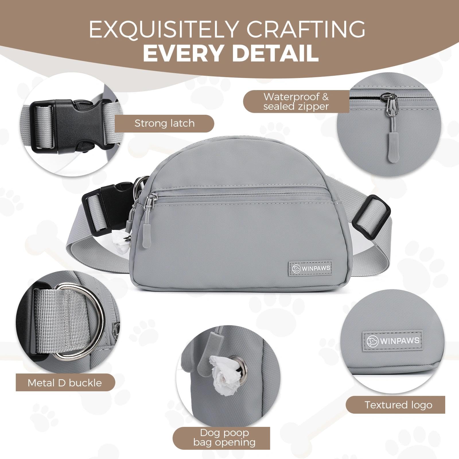 Pochette à friandises pour chien avec distributeur de sacs à déjections canines intégré et support de sac à déjections | Fournitures essentielles élégantes pour le dressage des chiots |