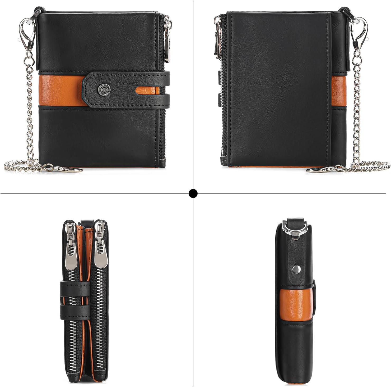 GAEKEAO Chain Wallets for Men - Bifold RFID Blocking Mens Wallet with Chain, High Security Leather Wallets with Coin Pocket - Image 3