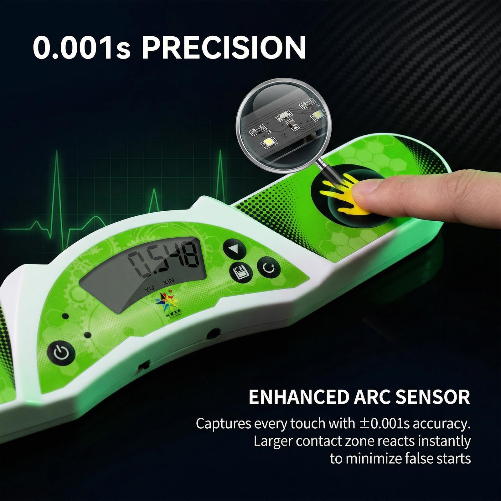 Timer di Precisione Speedcube – Professionale con Precisione 0,001s, Sensore Curvo, Effetti Sonori, Connettore per Display Esterno, per Speedcubing & Stacking