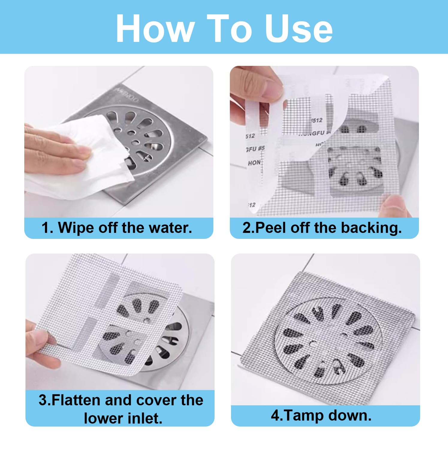 100Pcs Disposable Shower Drain Hair Catcher, Hair Drain Stickers, Mesh Drain Cover for Bathroom Bathtub Kitchen Laundry — view 6