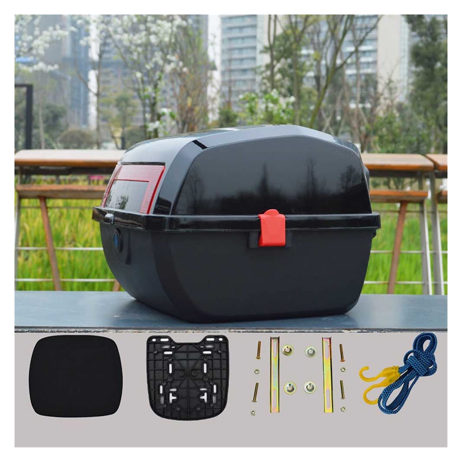 Baul Moto Universal Maleta Moto Caja De Motocicleta De 30l Caja De Motocicleta De Motocicleta Box De Motocicleta Condemo De Equipaje Trasero Con Tira Reflectante De Advertencia De Advertencia Nocturna
