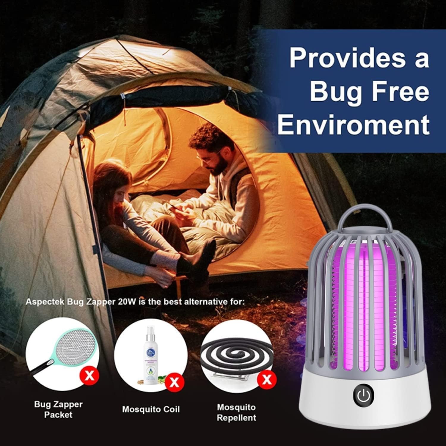 DEVADECOR Dirty Bug Killer Mosquito Repellent Lamp with USB Charging Port, Suitable for Home and Office Indoor and Outdoor(Fly Mosquito_Trap) 3