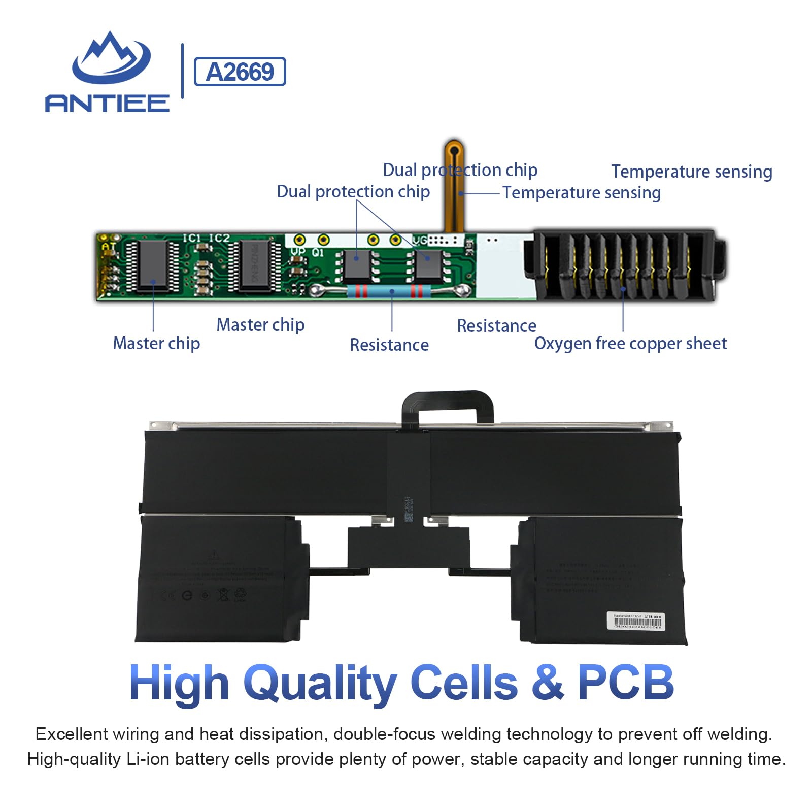 ANTIEE 52.6Wh A2669 A2681 Laptop Batería Compatible with Air 13" M2 2022 A2681 661-26150 MLY33LL/A MLY43LL/A Series Notebook 11.54V