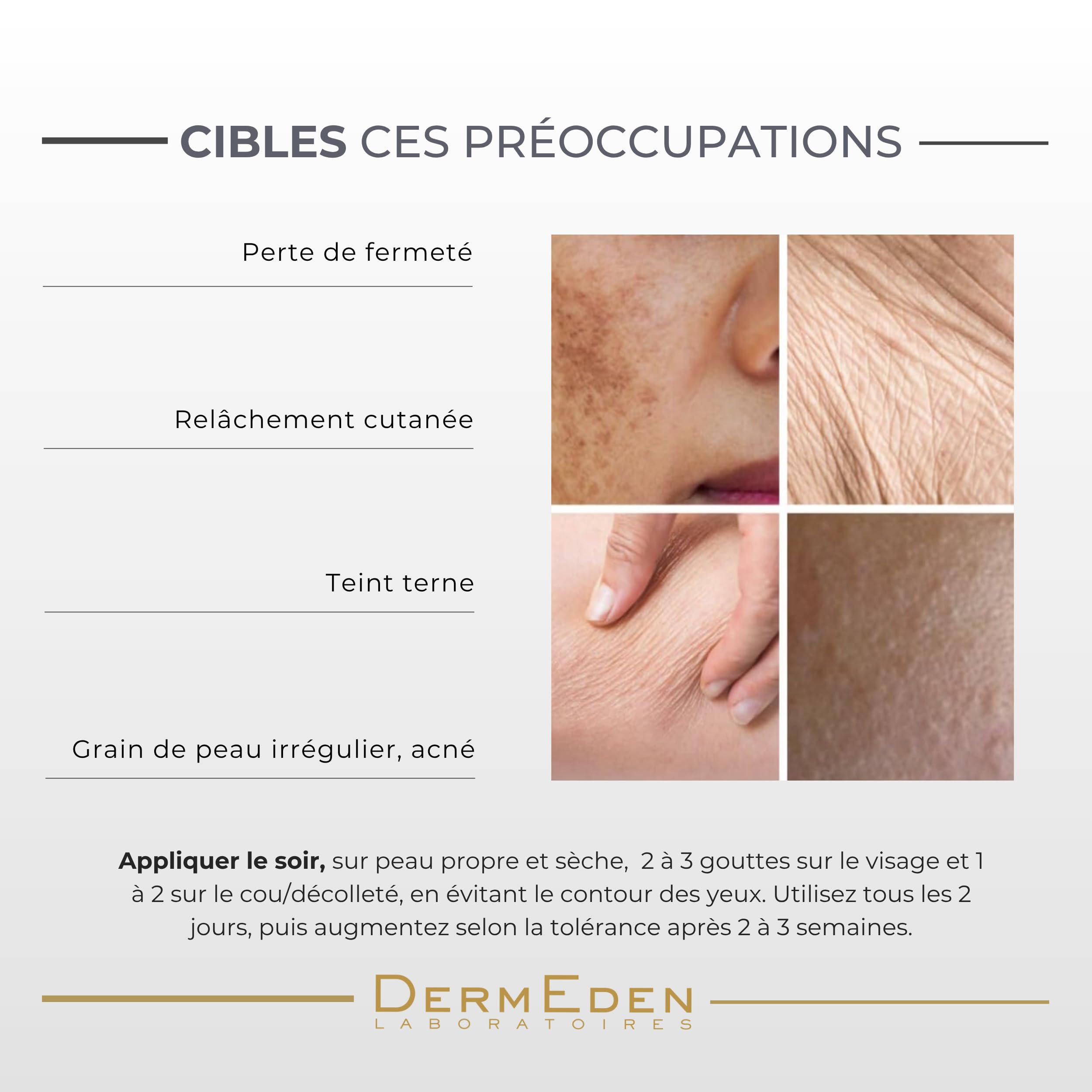 Laboratoires DermEden - Concentré Rétinal Nuit 30 ml - Réduit les rides, Stimule le collagène et Améliore la fermeté de la peau - Rétinal - Fabrication Française