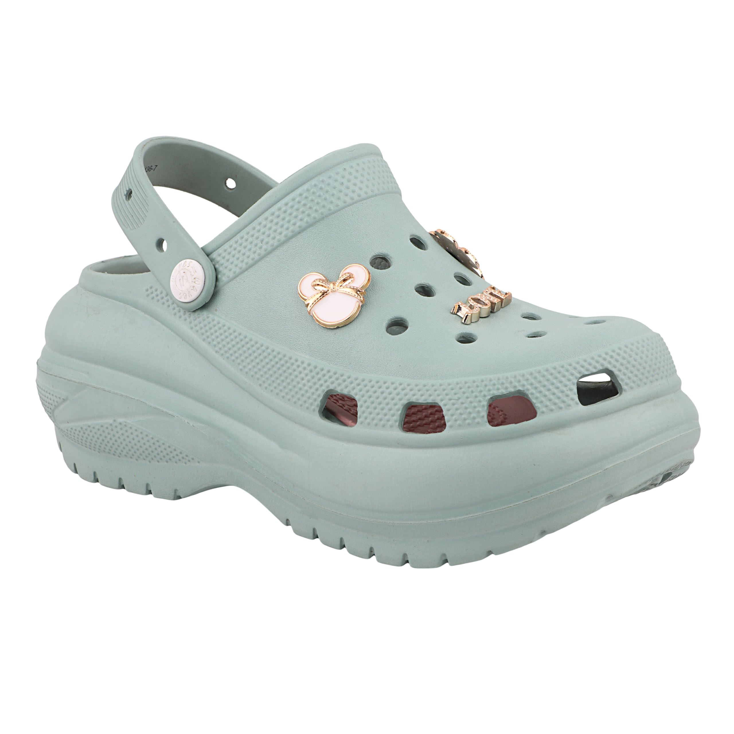 Bella Charm Women’s Stylish Platform Clogs | Embellished Upper | Comfortable Sandals