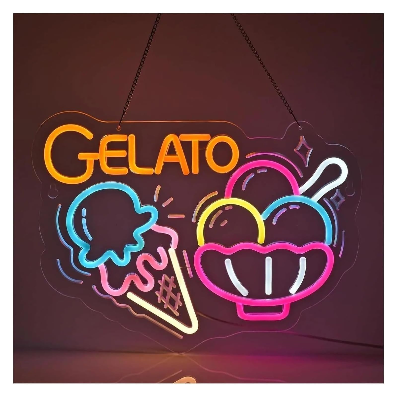 Aextroi neon Lights Sign for neon Lamp Gelato for Sign Ice Cream for Light 40x30cm