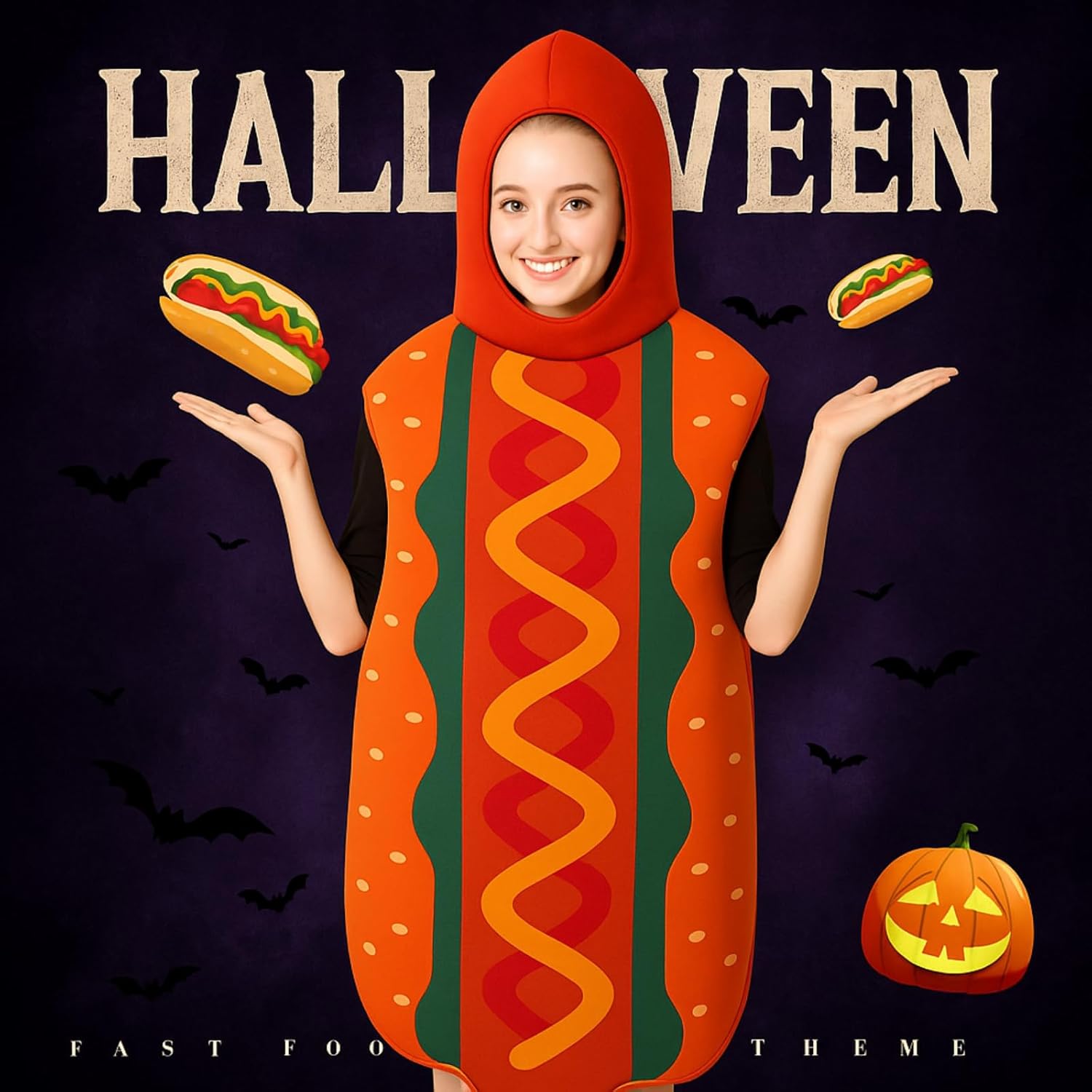 Mepase 3 Sets Halloween Hot Dog Costume for Adults Funny Footlong Sausage Suit Unisex Food Outfit for Men Women Adults - Image 5