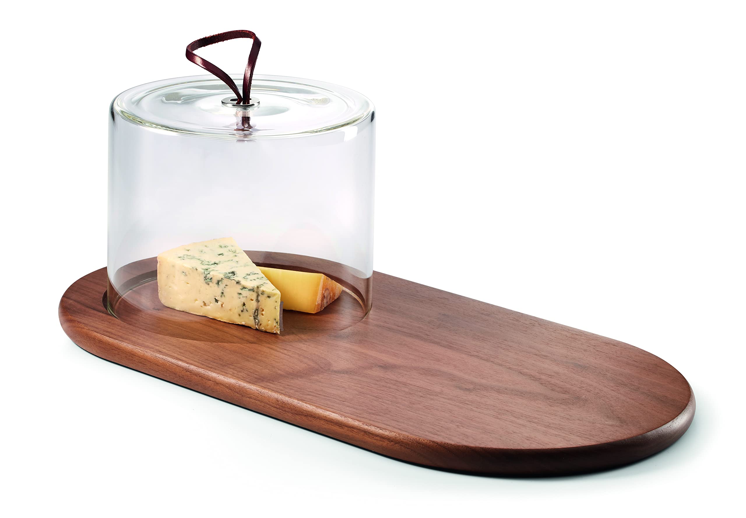 Philippi - Planche à fromage en noyer avec cloche en verre élégante.