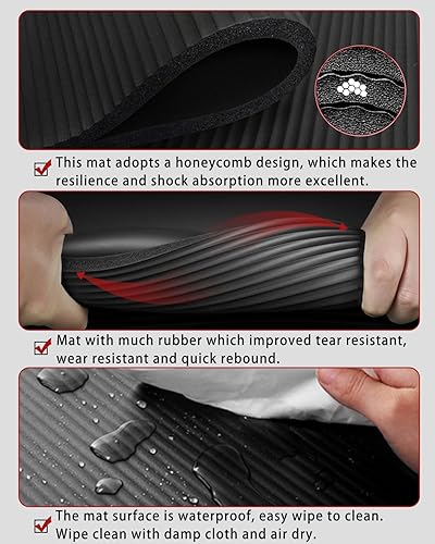 Miniatura 5 de Tapete de yoga grueso y ancho para mujeres y hombres, tapete de ejercicio grande de 78 x 35 pulgadas, tapete de entrenamiento para gimnasio en casa,