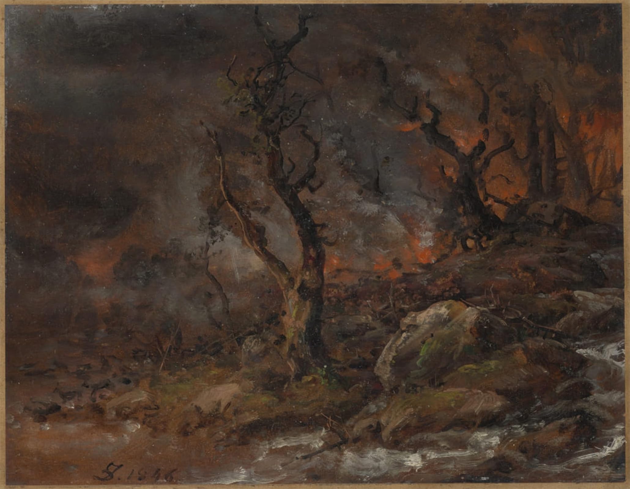 POSTERIIk Famous Animal Posters Vintage Picture Forest Fire by Johan Christian Dahl Modern Wall Decor for Home Decor 60x90cm