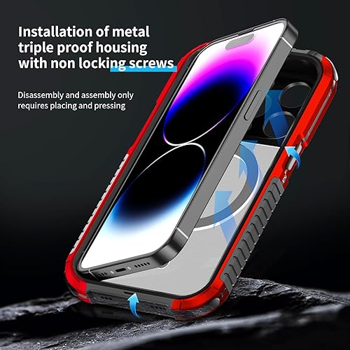 Miniatura 3 de FW - Funda de metal para iPhone 15 Pro, compatible con MagSafe, funda para iPhone 15 Pro, marco de metal de aluminio, cuerpo completo, resistente,