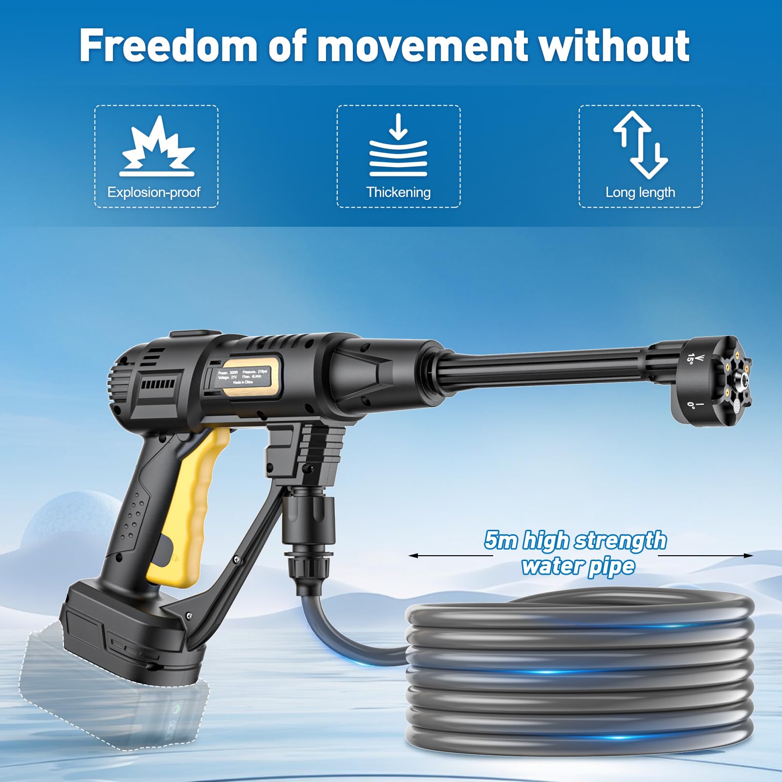 Limpiador de alta presión con batería para Makita de 18 V, limpiador a presión inalámbrico para balcón y lavado de coches, con boquilla multifunción 6 en 1