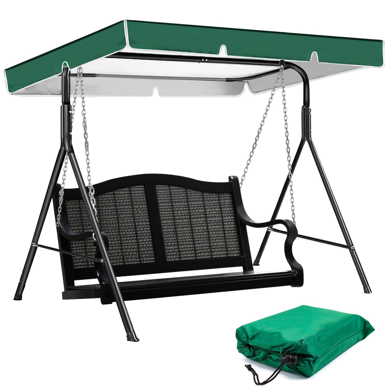 Telo di ricambio per dondolo Hollywood, 3 posti, 210 x 145 cm, 420D, impermeabile, universale, per altalena da giardino, copertura di ricambio (verde)