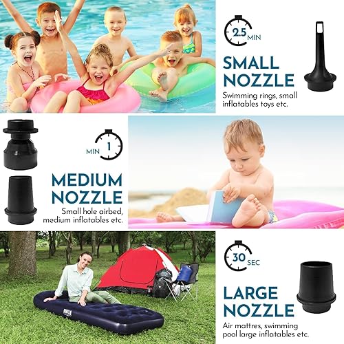 Miniatura 6 de Mini bomba de aire para inflables, portátil, eléctrica tipo C, recargable, se infla rápidamente, desinfla para flotadores de piscina, colchón de