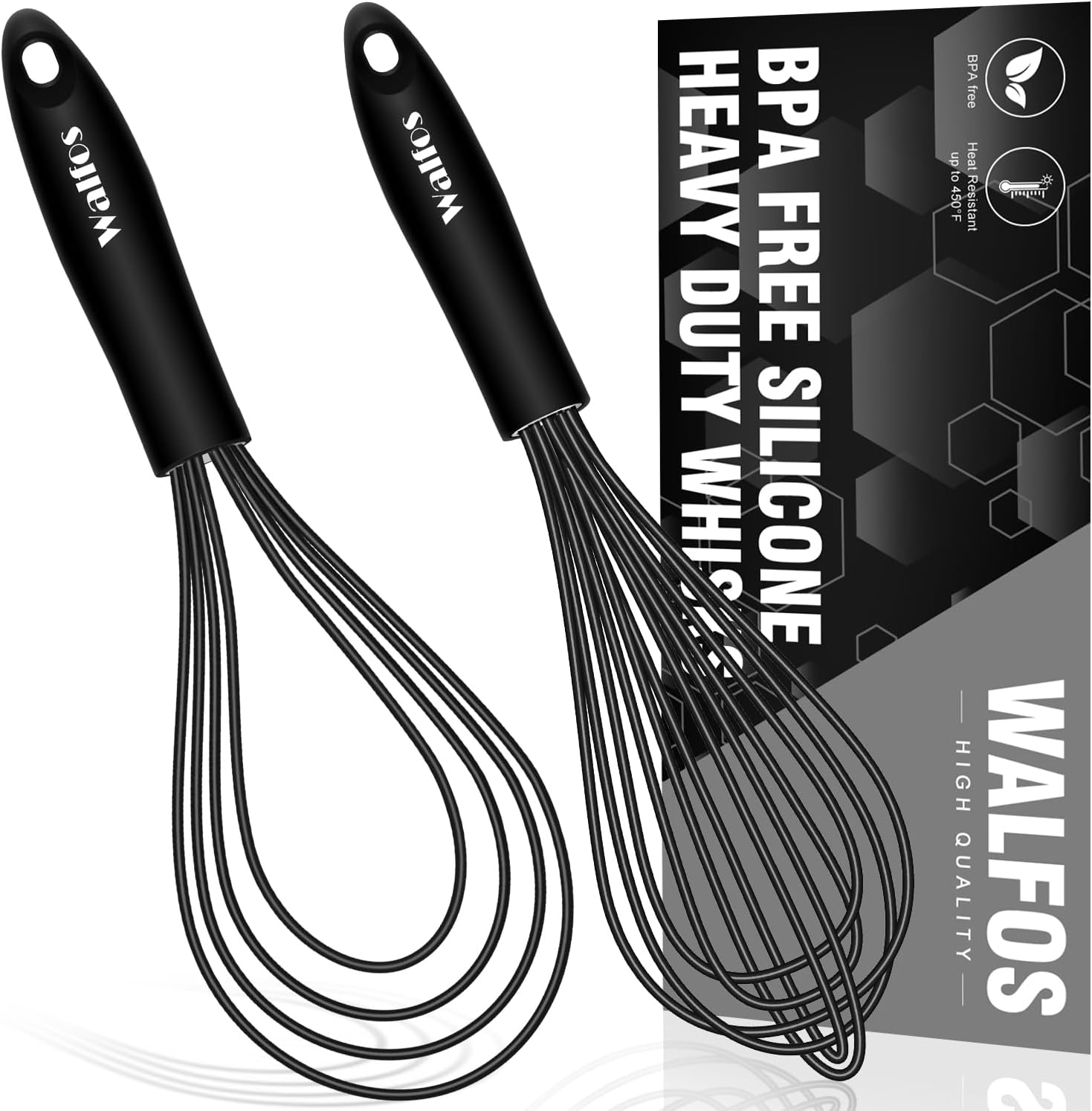 2Pcs Silicone Balloon Whisk + Flat Whisk