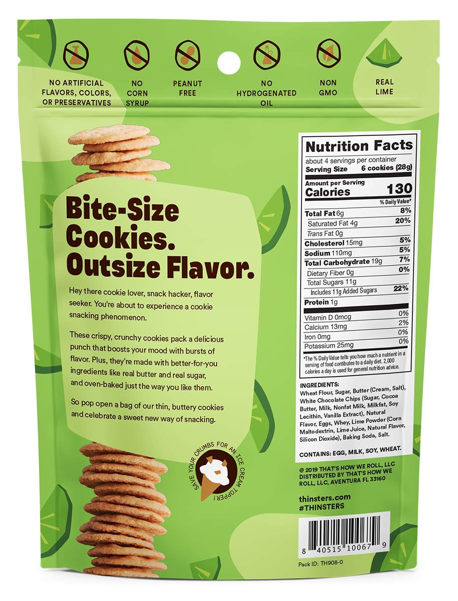 Thinsters Cookie Thins Key Lime Pie, 4 Ounce (Pack of 12), Non GMO, Peanut Free