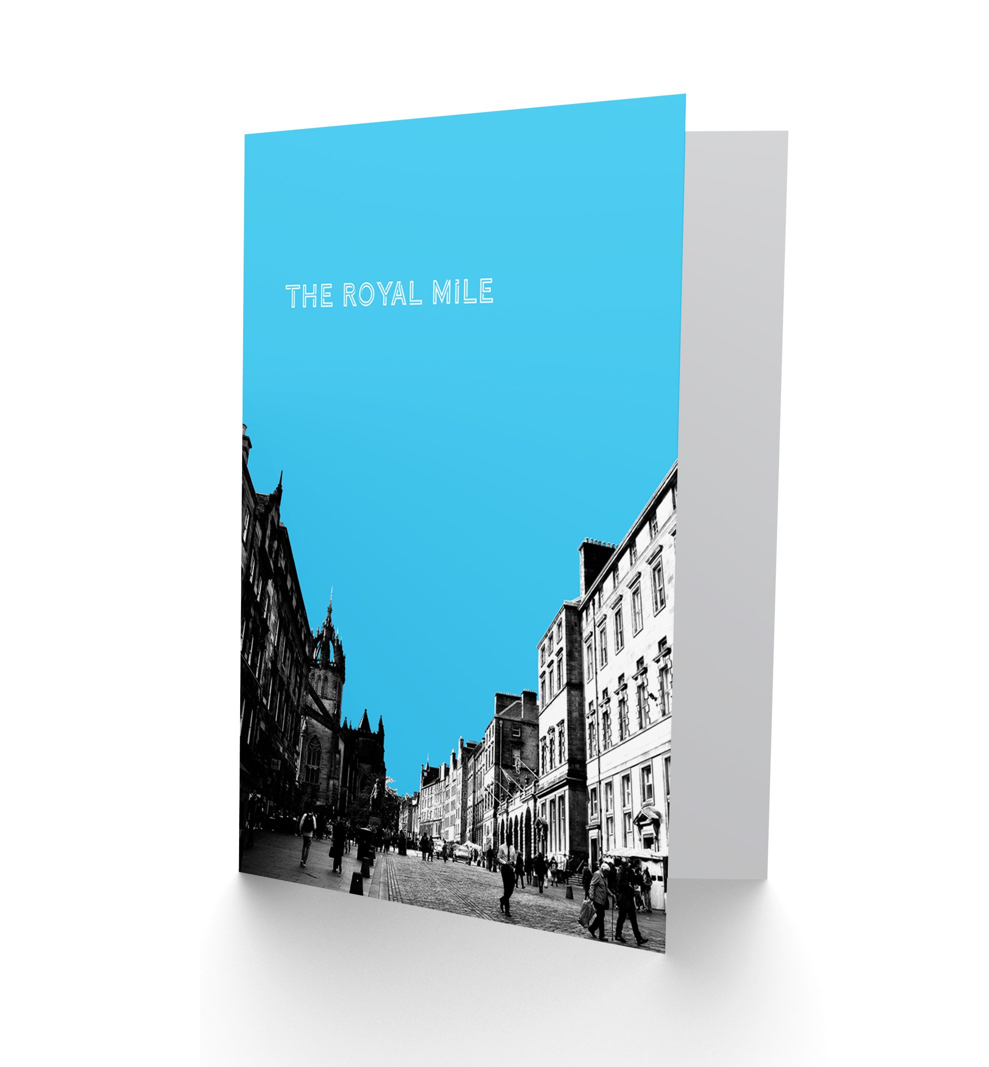 Wee Blue Coo Royal Mile Edinburgh Famous Street Sky Blue Greetings Card