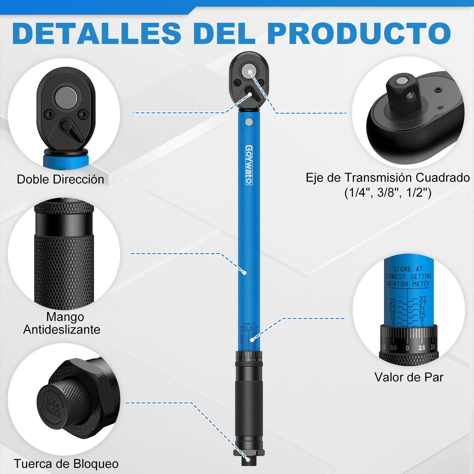 3-Piezas Llaves Dinamométricas, 1/4" 3/8" 1/2" Llave Dinamométrica | Juego de Llave Dinamometrica con 3-230 N·m, ±3% Precisión, 72 Dientes, Doble Escala, para Coche Bicicleta Moto Camione Tuerca