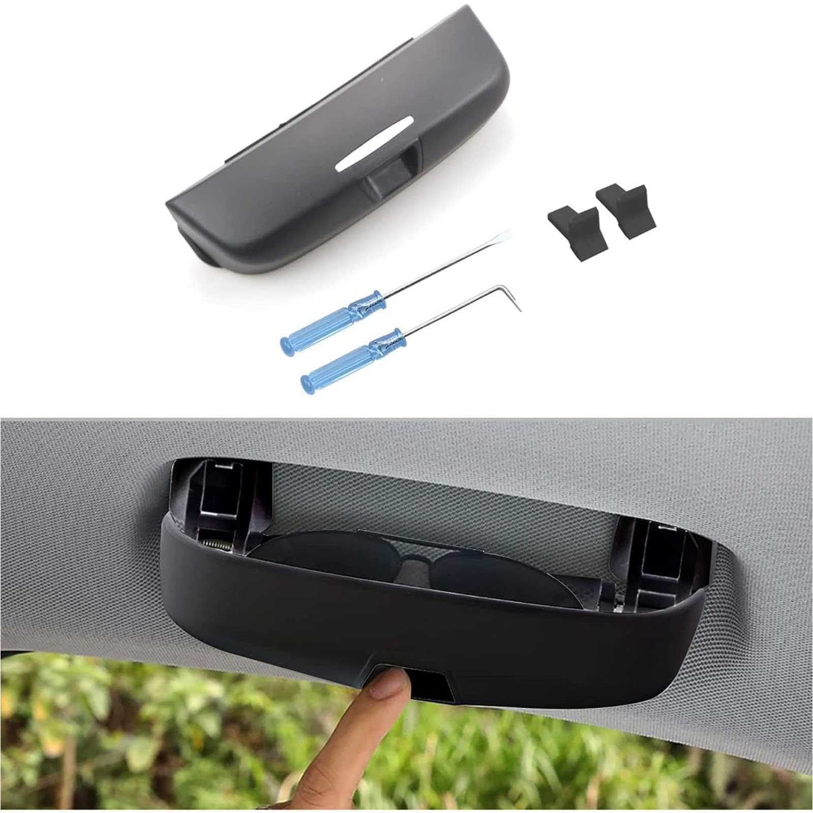 YZECEBNF Custodia Occhiali Sole in Pelle Auto per Audi A8 Q8 S8 2019-2021, Magnetica Porta Scatola Occhiali Parasole Supporti Occhiali Sole Organizer Vani Contenitori Interni Accessori,D/Red
