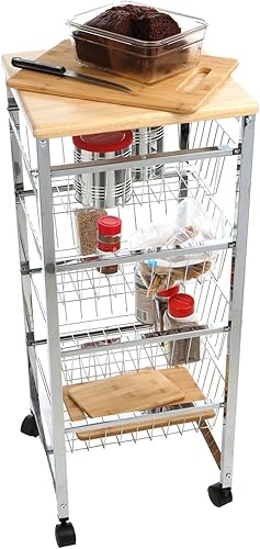 Mind Reader Carro móvil de la cocina del acero inoxidable, carro de la barra, carro de la oficina, carro de la utilidad