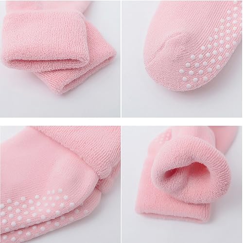 Miniatura 5 de VWU - Medias de altura media con antideslizante de algodón grueso y cálido unisex talla 0-6T paquete de 6 pares