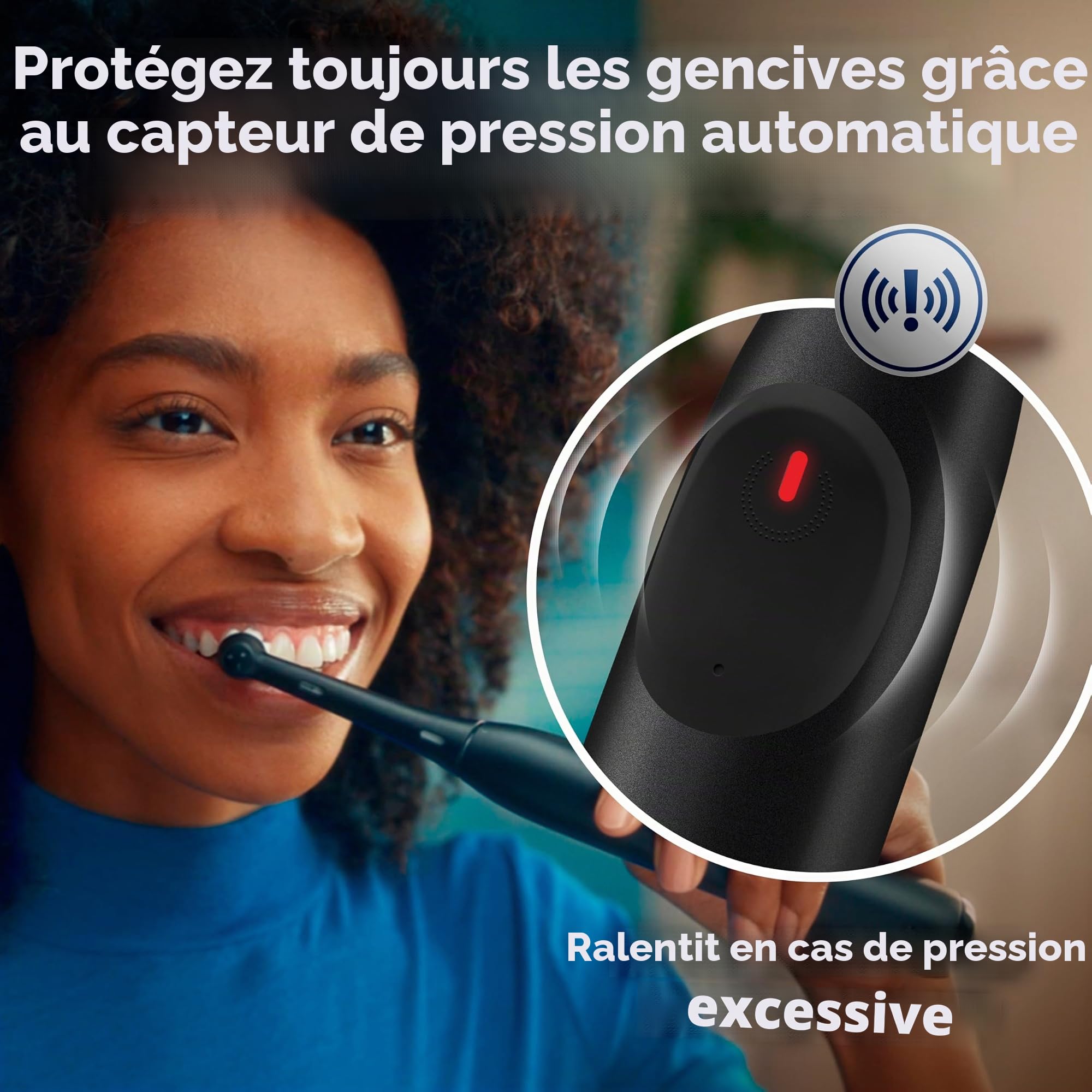 Oral-B iO Série 2 Brosse à Dents Electrique Rechargeable Blanc Pur avec 1 Tête de Brosse Soin Doux - Capteur de Pression Automatique pour Protéger Les Gencives - 3 Modes - Minuterie 2 Min