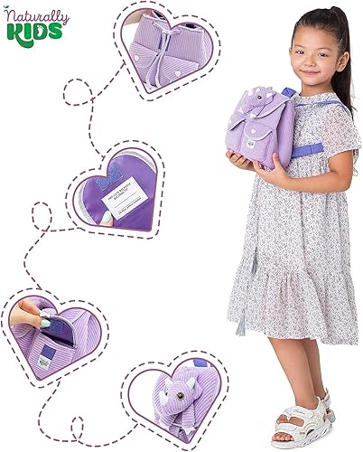 Miniatura 5 de Naturally KIDS Mini mochila de dinosaurio - Mochila muy pequeña para niñas y niños - Juguetes de dinosaurio para niños de 3 a 5 años - Mochila