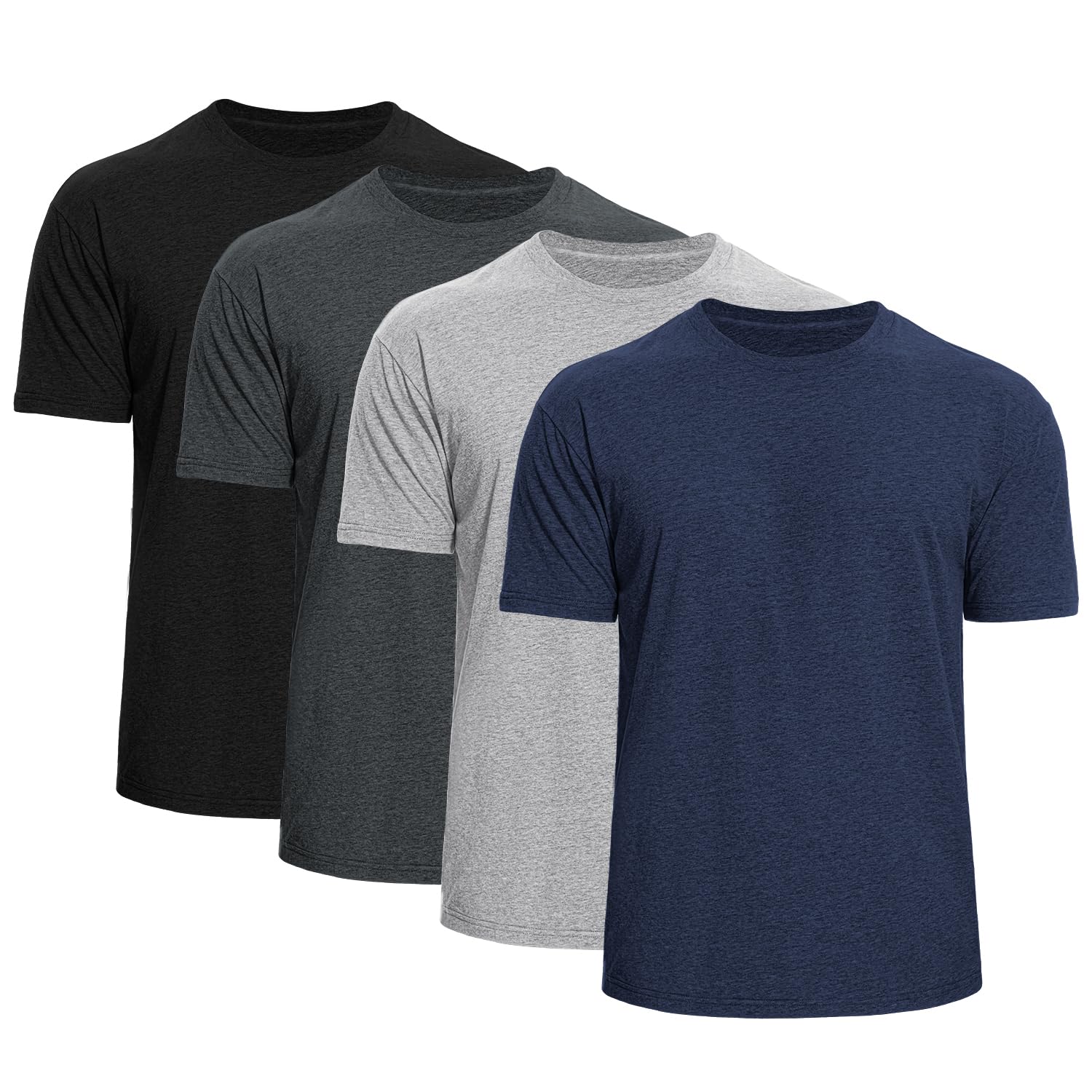 Men's Crew Neck T-Shirts 4-Pack - Soft Short Sleeve Basic Tees, Comfortable Classic Fit Jersey Shirts for Men
