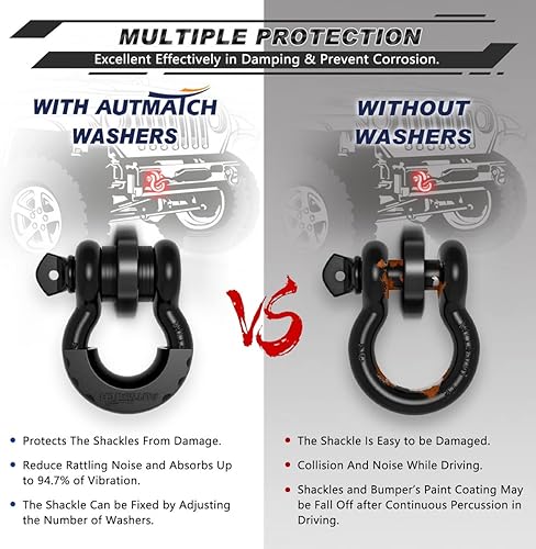 Vista 81 de AUTMATCH - Juego de 2 arandelas aislantes de grillete con anillo en D, 2 aislantes de grillete de goma y 4 arandelas para grillete de 3/4 pulgadas