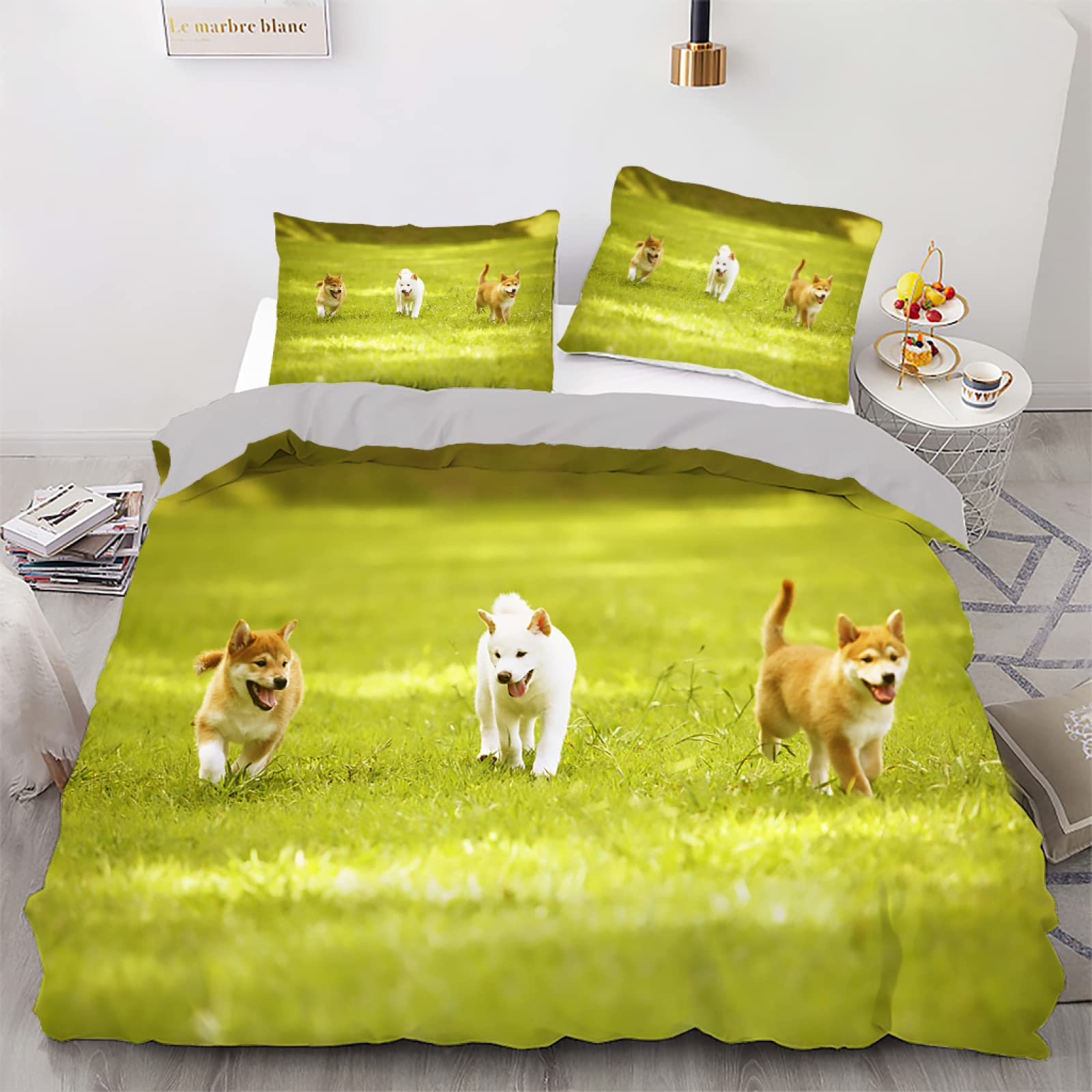 Parure de lit 240x260 cyan en microfibre tissée 110g/㎡ haut de gamme