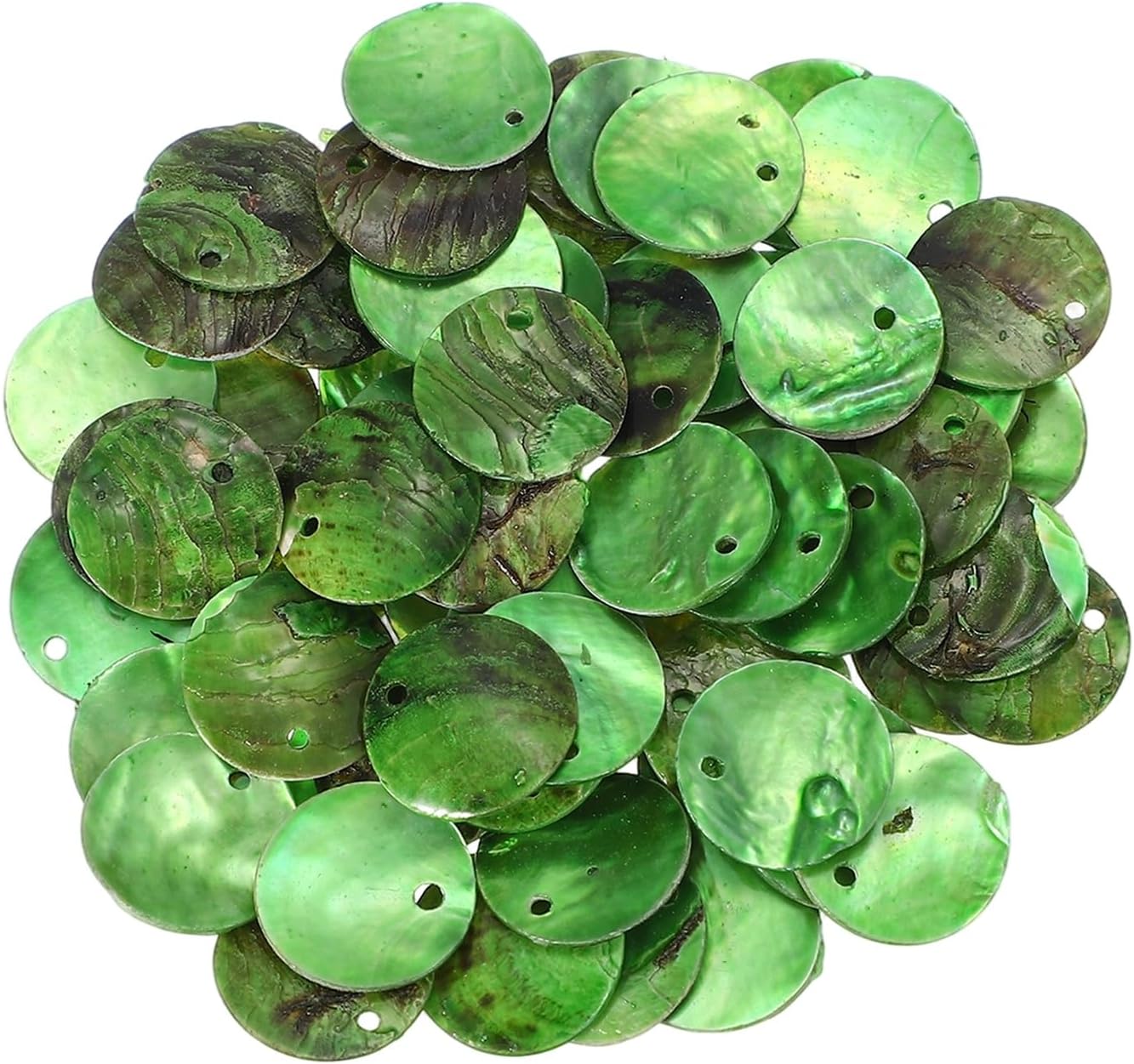 sourcing map 65Pcs Capiz Shells, 1.5cm/0.6" Round Fruit Green Shells with a Hole for Seashell Wind Chimes Curtain Shell Garland DIY Jewelry Craft Wedding Home Decoration, Fruit Green